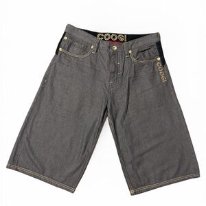 🔥🔥🔥COOGI Mens 37" EMBROIDERED Gray Denim Jean Shorts